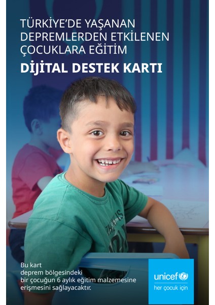 Deprem Bölgesine Eğitim Malzemeleri Dijital Destek Kartı
