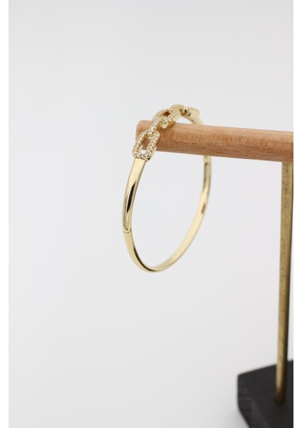 Xupıng Jewelry 14 Ayar Altın Kaplama,kare Üç Taşlı Zirkon Bilezik