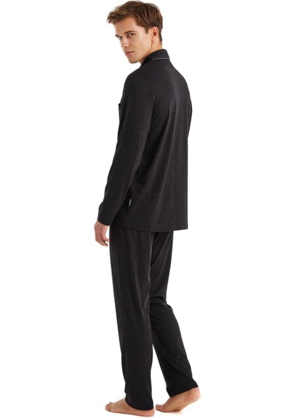 Uzun Kol Önden Düğmeli Erkek Pijama Takım 40571