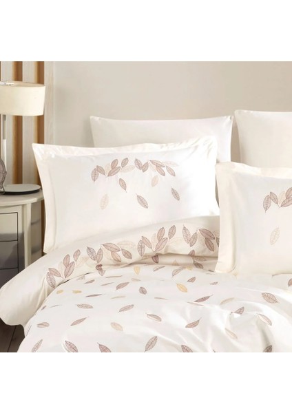 Çift Kişilik Poplin Premium Nakışlı Nevresim Lidia Krem fiyatları