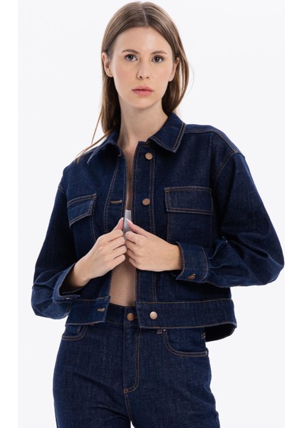 Slim Fit Cepli Denim Kadın Ceket modelleri
