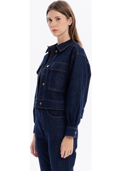 Slim Fit Cepli Denim Kadın Ceket indirimleri