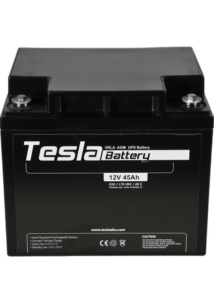 Akü 12V 45AH Agm Kuru Tip Akü Ups Aküsü (Yeni Üretim)