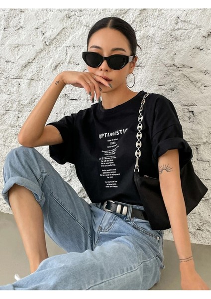 Oversize T-Shirt Optımıstıc Baskılı fiyatları
