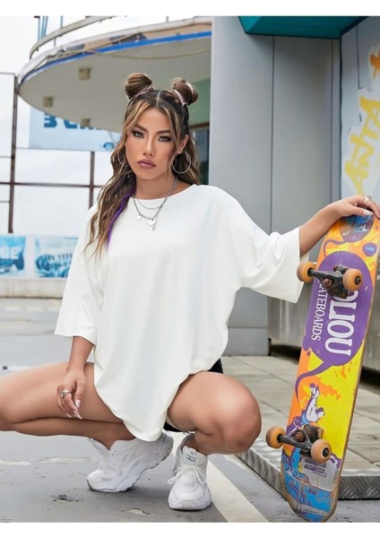 Siyah Oversize T-Shirt Learn To Be Positive Baskılı fiyatları