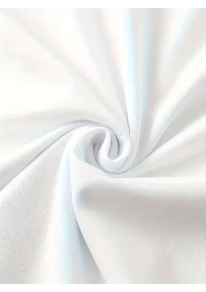 Kadın V Yaka Baskılı Beyaz Oversize T-Shirt Salaş fırsatları
