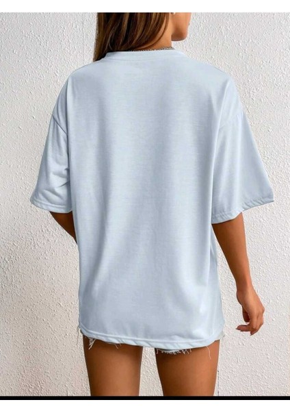 Kadın Smile Baskılı Oversize Salaş T-Shirt Boyfriend fiyatları