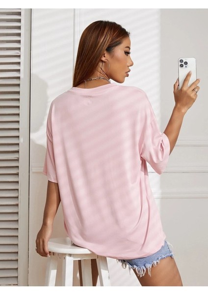 Be A Kind Human Baskılı Kadın Oversize Gri Salas T-Shirt Boyfriend
