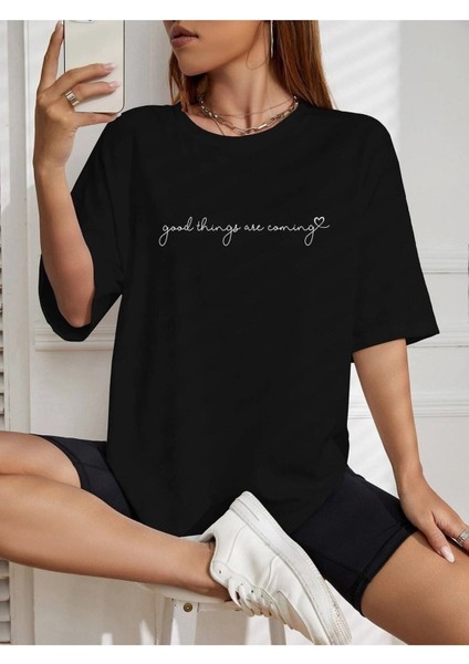 Good Things Baskılı Oversize T-Shirt Salaş Boyfirend