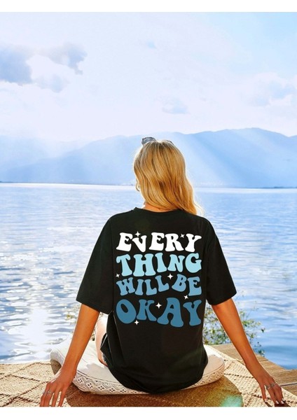 Will Be Okay Baskılı Kadın Oversize T-Shirt Salaş Boyfirend fiyatları