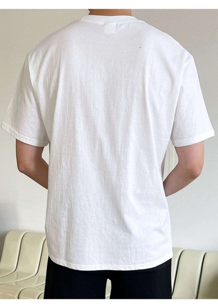 Normal Baskılı Oversize Erkek T-Shirt Salaş Boyfirend modelleri