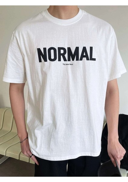 Normal Baskılı Oversize Erkek T-Shirt Salaş Boyfirend