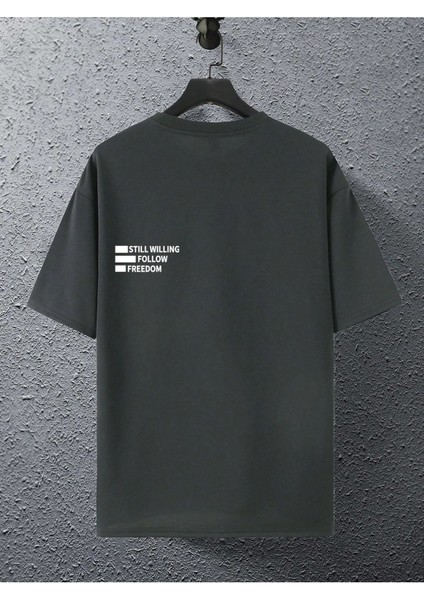 Still Willing Baskılı Oversize Erkek T-Shirt Salaş Boyfirend