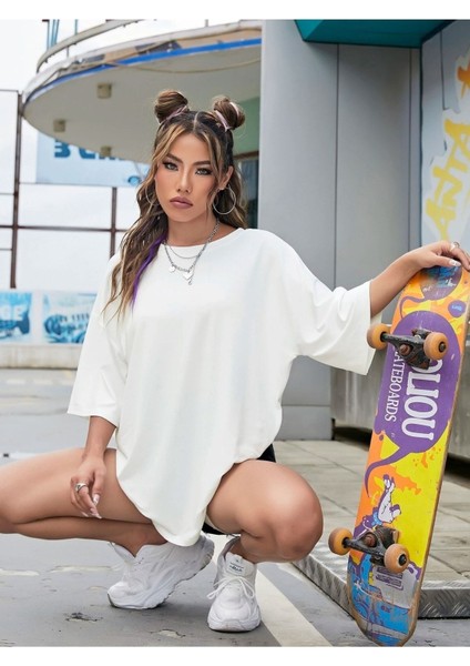 Siyah Oversize T-Shirt Learn To Be Positive Baskılı fiyatları