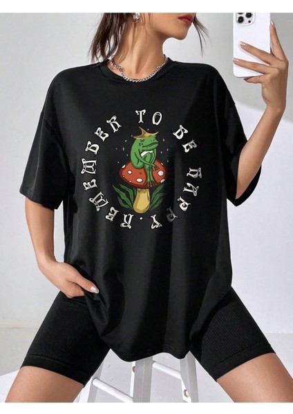 Remember To Be Happy Baskılı Oversize T-Shirt Salas Boyfriend