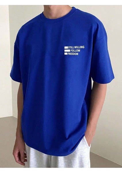 Still Willing Baskılı Oversize Erkek T-Shirt Salaş Boyfirend