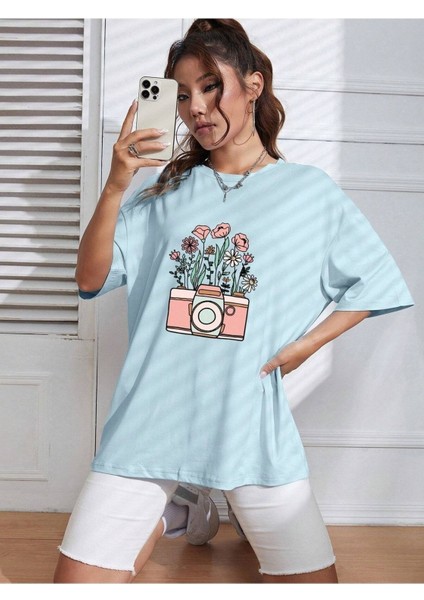 Fotoğraf Makinası Baskılı Oversize T-Shirt Salaş Boyfirend fiyatları