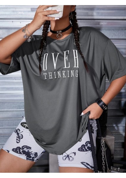 Füme Oversize T-Shirt Over Baskılı fiyatları