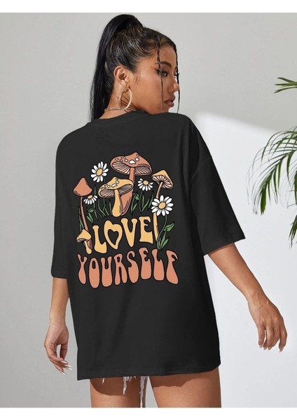 Oversize T-Shirt Love Your Self Baskılı fırsatları