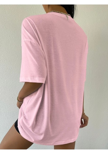 Over Thınkıng Baskılı Kadın Salas Oversize Salas T-Shirt Boyfriend fiyatları