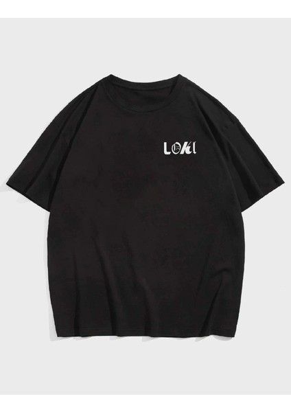 Unisex Loki Ön ve Arka Baskılı Oversize T-Shirt