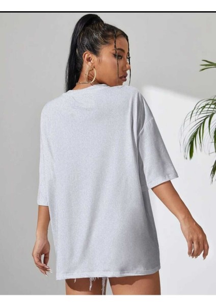 Emoji Baskılı Oversize Ünisex T-Shirt Salaş Boyfirend fiyatları