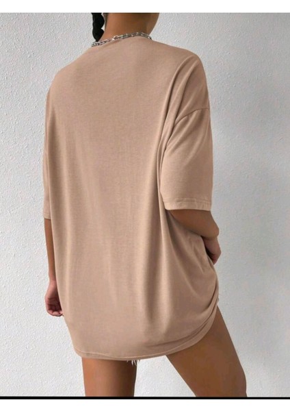 Kadın Palm Sprıngs U.s.a Baskılı Oversize Salaş T-Shirt Boyfriend