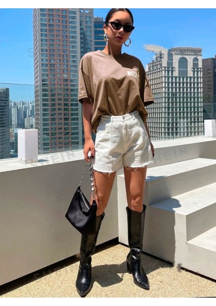 Kadın Cherısh Tıme Effect Baskılı Oversize Salaş T-Shirt Boyfriend