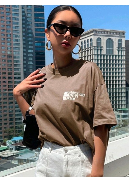 Kadın Cherısh Tıme Effect Baskılı Oversize Salaş T-Shirt Boyfriend fiyatları