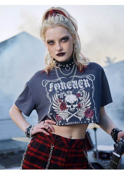 Kadın Crop For Ever Baskılı fırsatları