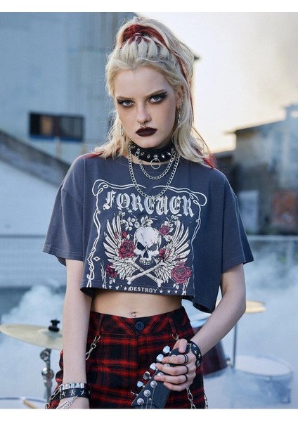 Kadın Crop For Ever Baskılı indirimleri