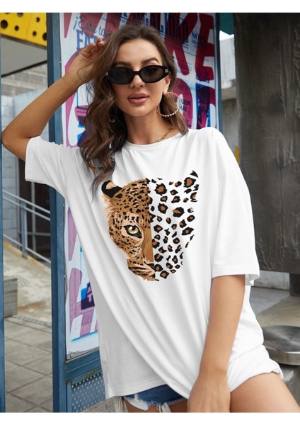 Loe Baskılı Oversize T-Shirt Salaş Boyfirend fırsatları