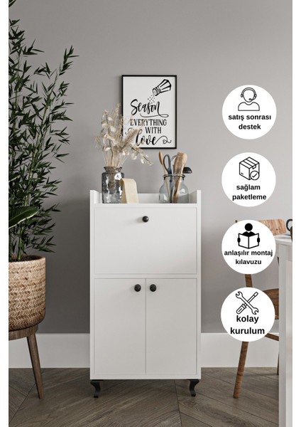 Kiler Mutfak ve Banyo Dolabı Mikrodalga Dolabı Çok Amaçlı Dolap Beyaz