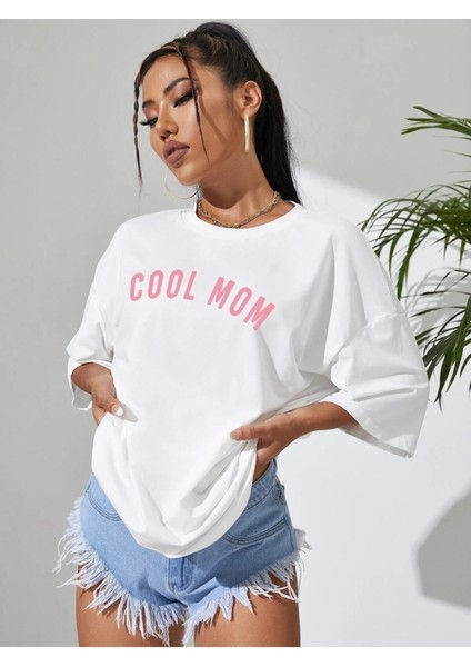 Cool Mom Baskılı Kadın Oversize Salas T-Shirt Boyfriend fiyatları