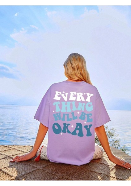 Will Be Okay Baskılı Kadın Oversize T-Shirt Salaş Boyfirend