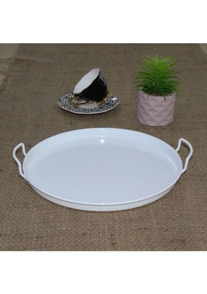 Sunumluk Metal Tepsi 24 Cm Beyaz indirimleri
