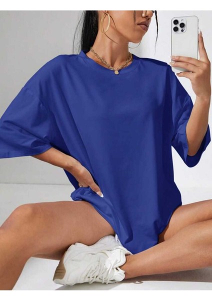 Düz Basic Kadın T-Shirt Oversize Salas Boyfriend