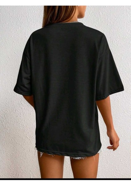 Kadın Smile Baskılı Oversize Salaş T-Shirt Boyfriend fiyatları