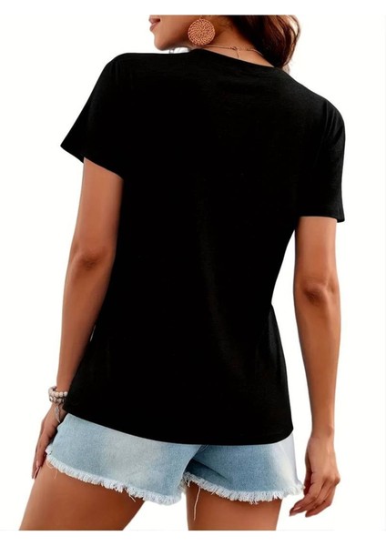 Kadın Baskılı Kadın Oversize V Yaka T-Shirt Salaş fiyatları