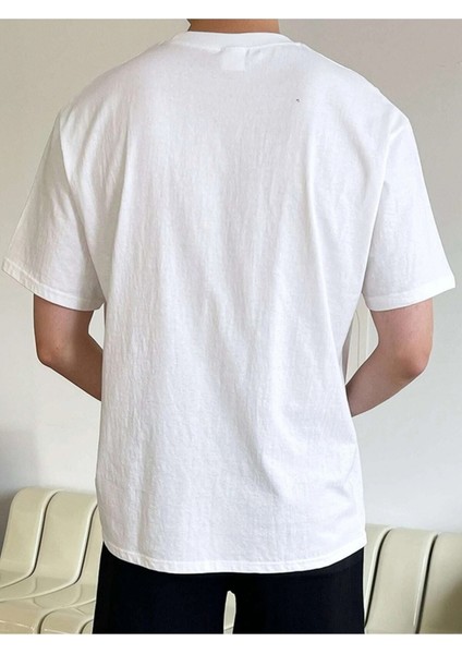 Normal Baskılı Oversize Erkek T-Shirt Salaş Boyfirend modelleri