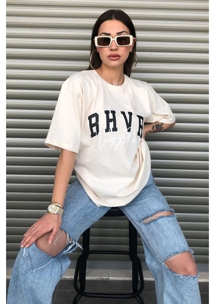 Kadın Bhvr Oversize Baskılı T-Shirt Bluz indirimleri