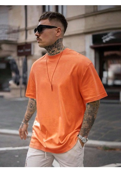 Düz Basic Oversize Erkek T-Shirt Salaş Boyfirend