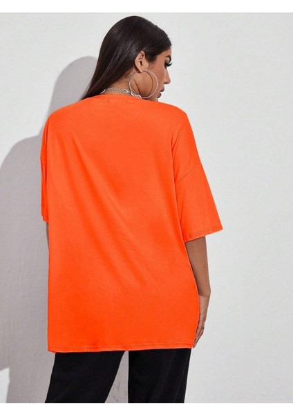 Over It Baskılı Oversize T-Shirt Salaş Boyfirend modelleri