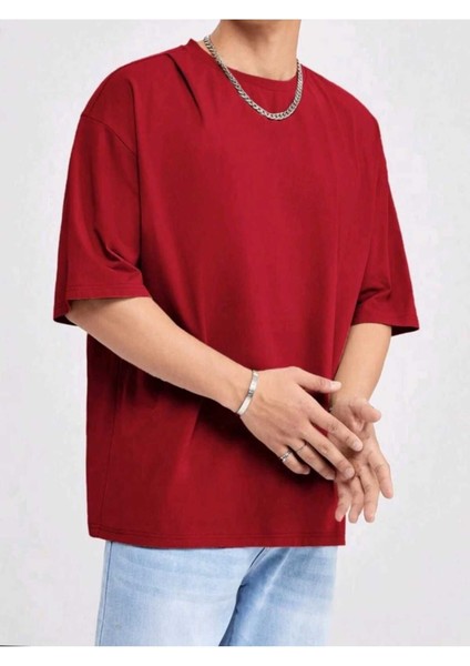 Erkek Düz Basic Oversize Salaş T-Shirt Ünisex Boyfirend