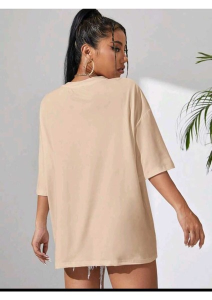 Kadın Be The Lıght Baskılı Oversize Salaş T-Shirt Ünisex Boyfirend modelleri