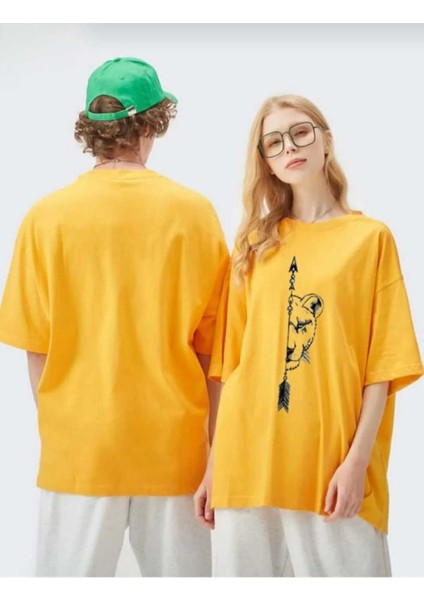 2'li Kombin Aslan/kaplan Baskılı Kadın Oversize Salas T-Shirt Boyfriend modelleri