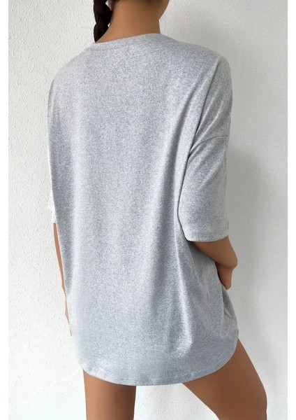 Happıness Baskılı Kadın Oversize Salas T-Shirt Boyfirend fırsatları