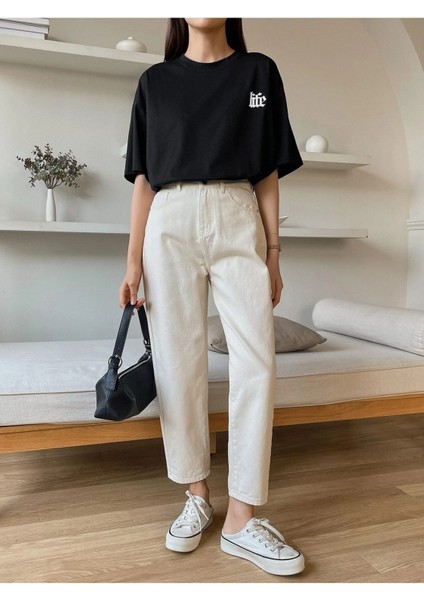 Siyah Life Baskılı Oversize T-Shirt indirimleri