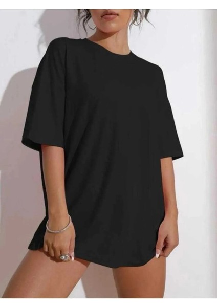 Kadın Smile Oversize Salas Boyfriend Baskılı T-Shirt Top Bluz modelleri