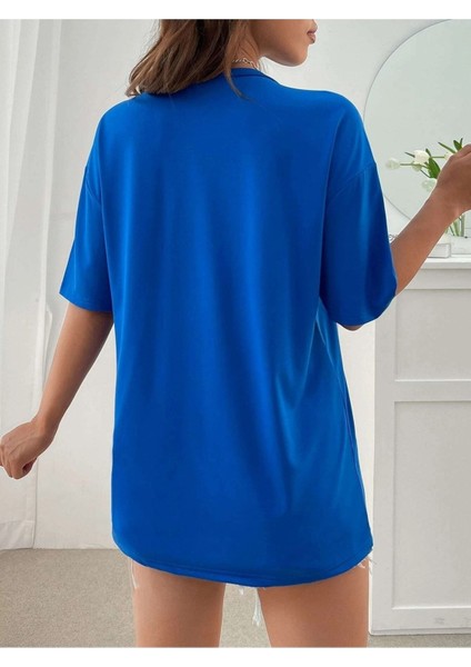 Over Thınkıng Baskılı Kadın Salas Oversize Salas T-Shirt Boyfriend modelleri